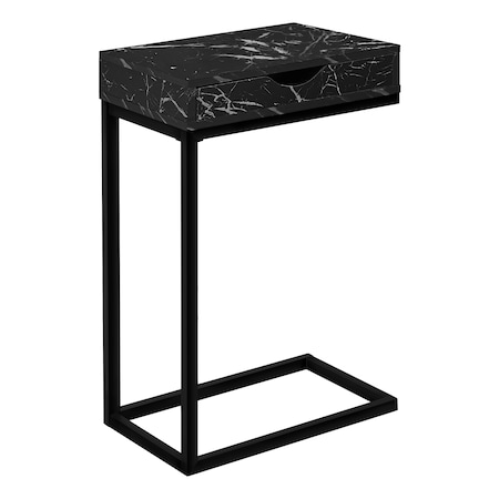 Monarch Specialties Accent Table, C-shaped, End, Side, Snack, Living Room, Bedroom, Metal, Black Marble Look I 3604